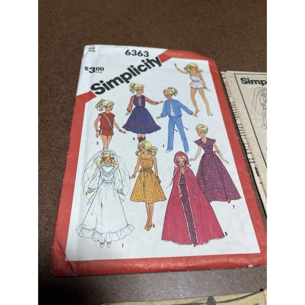 Simplicity 6363 Pattern Doll Clothes Size 11.5 And 12.5 Inch Dolls Like Barbie